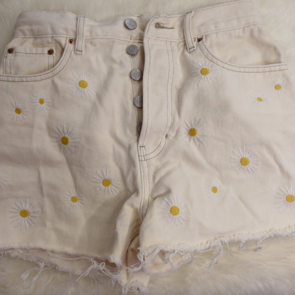 Pacsun Flower High-Rise Denim Shorts